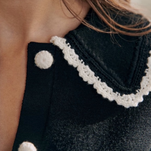 Sezane Bettany black white cardigan - Picture 3 of 8